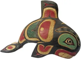 Orca Totemic Wooden Figurine 6"