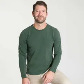 Washed Green Long Sleeve Pima Cotton Crew Neck Tee