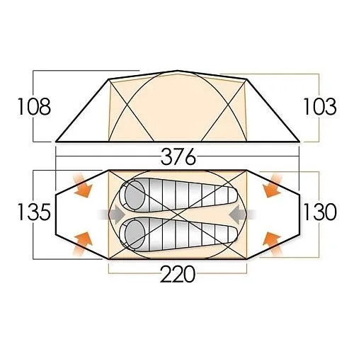 2 Person Camping & Touring Tent - Ostro 200 - 3.25kg by Vango