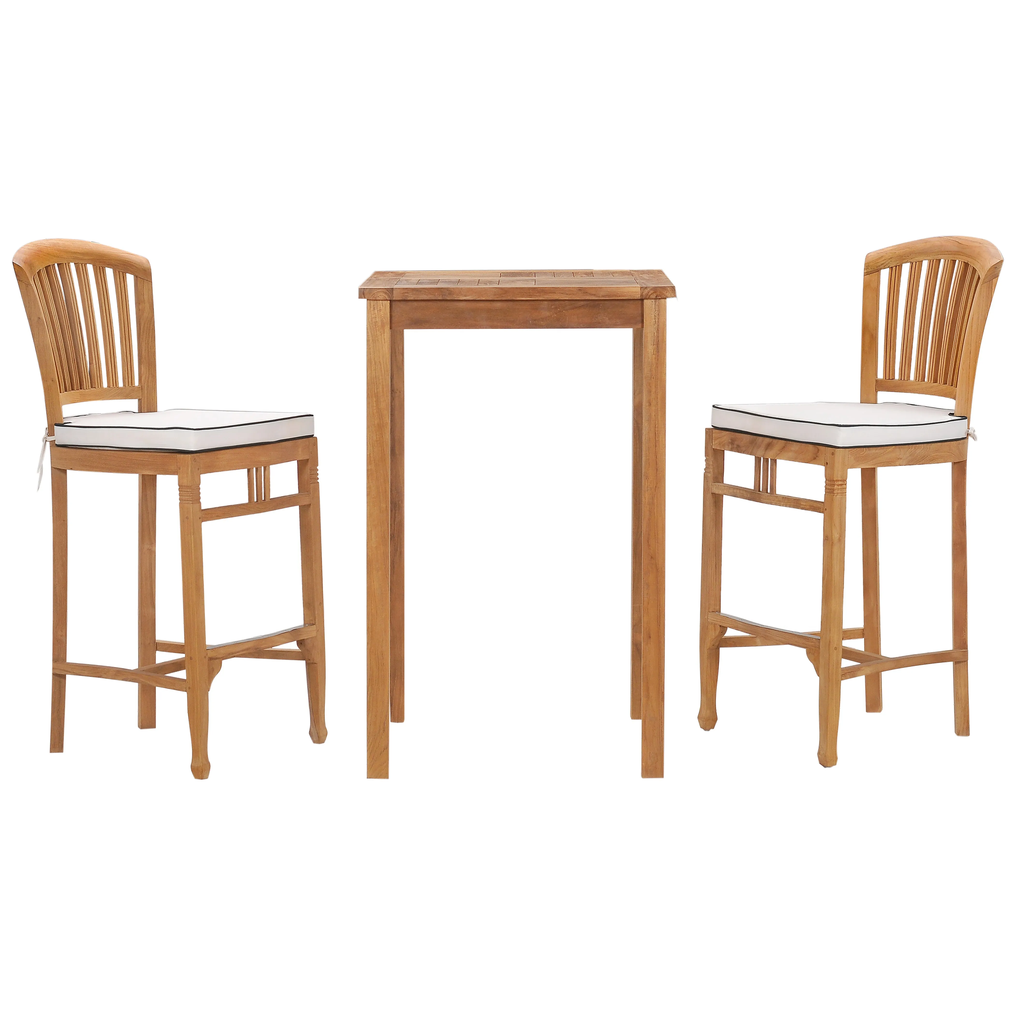 3 Piece Teak Wood Orleans Intimate Patio Bistro Bar Set including 27" Bar Table & 2 Barstools