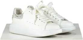 Alexander McQueen White Crystal-embellished Leather Exaggerated-sole Trainers UK 4.5 EU 37.5 👠