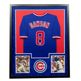 Andre Dawson Signed Chicago Blue Custom Suede Framed baseball Jersey (JSA)