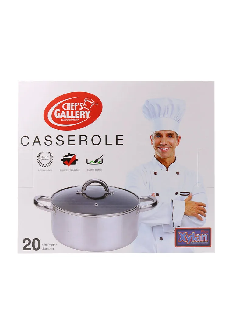 Chef Gallery Stainless Steel Casserole with Glass Lid