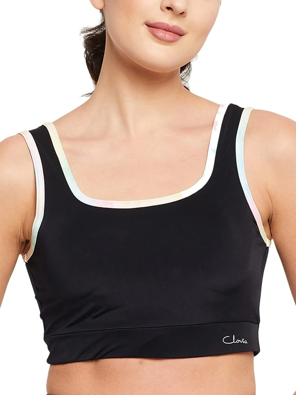 Clovia Women's Medium Impact Padded Non-Wired Sports Bra with Removable Cups (BRS019P13_Black_XL)