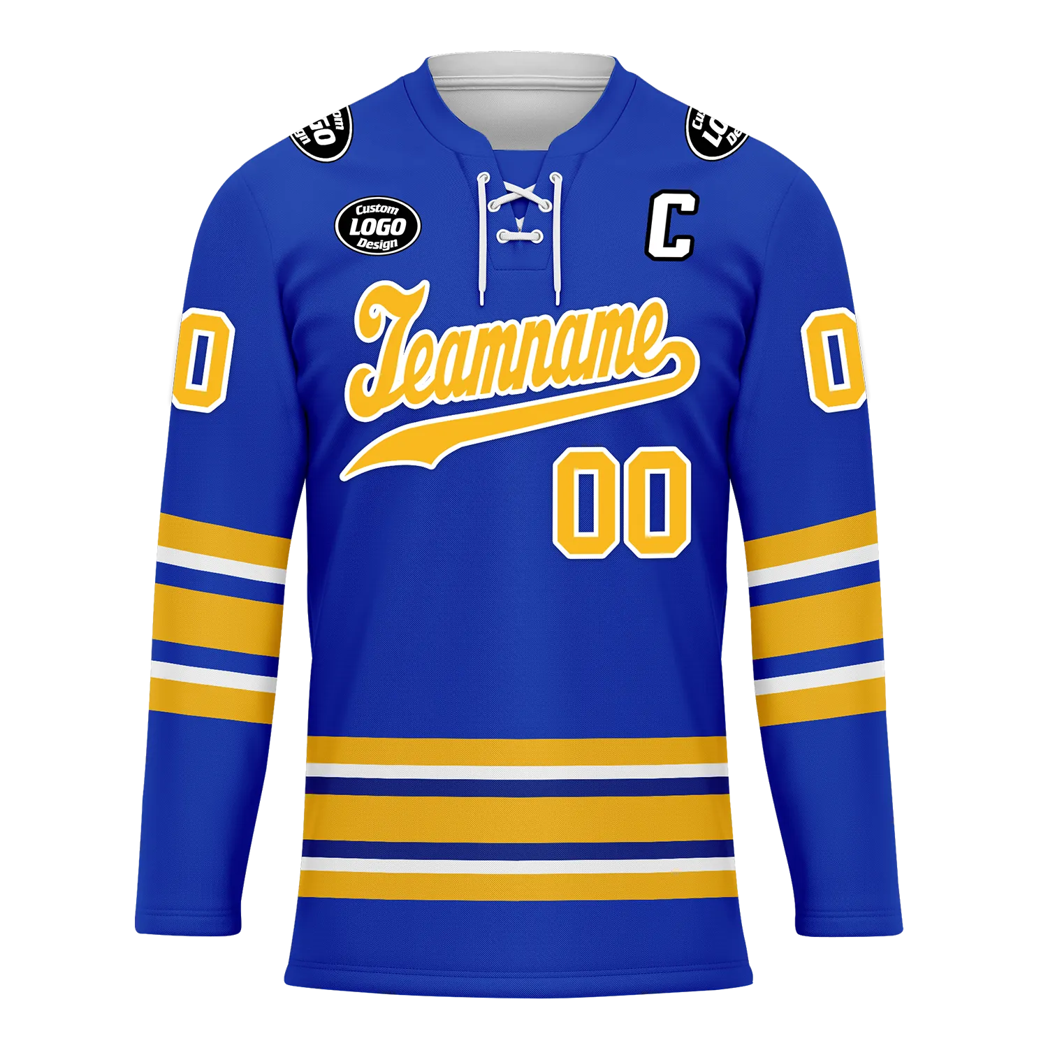 Custom Blue Yellow Personalized Hockey Jersey HCKJ01-D0a70aa