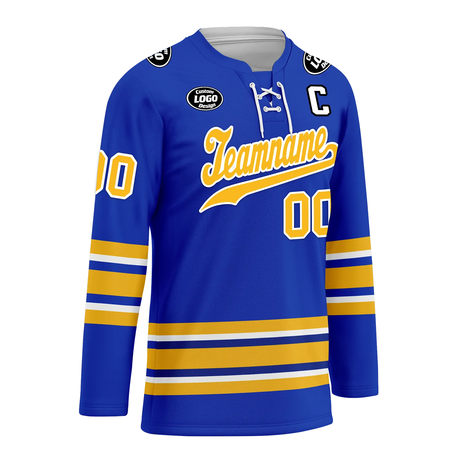 Custom Blue Yellow Personalized Hockey Jersey HCKJ01-D0a70aa