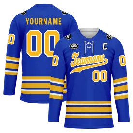 Custom Blue Yellow Personalized Hockey Jersey HCKJ01-D0a70aa