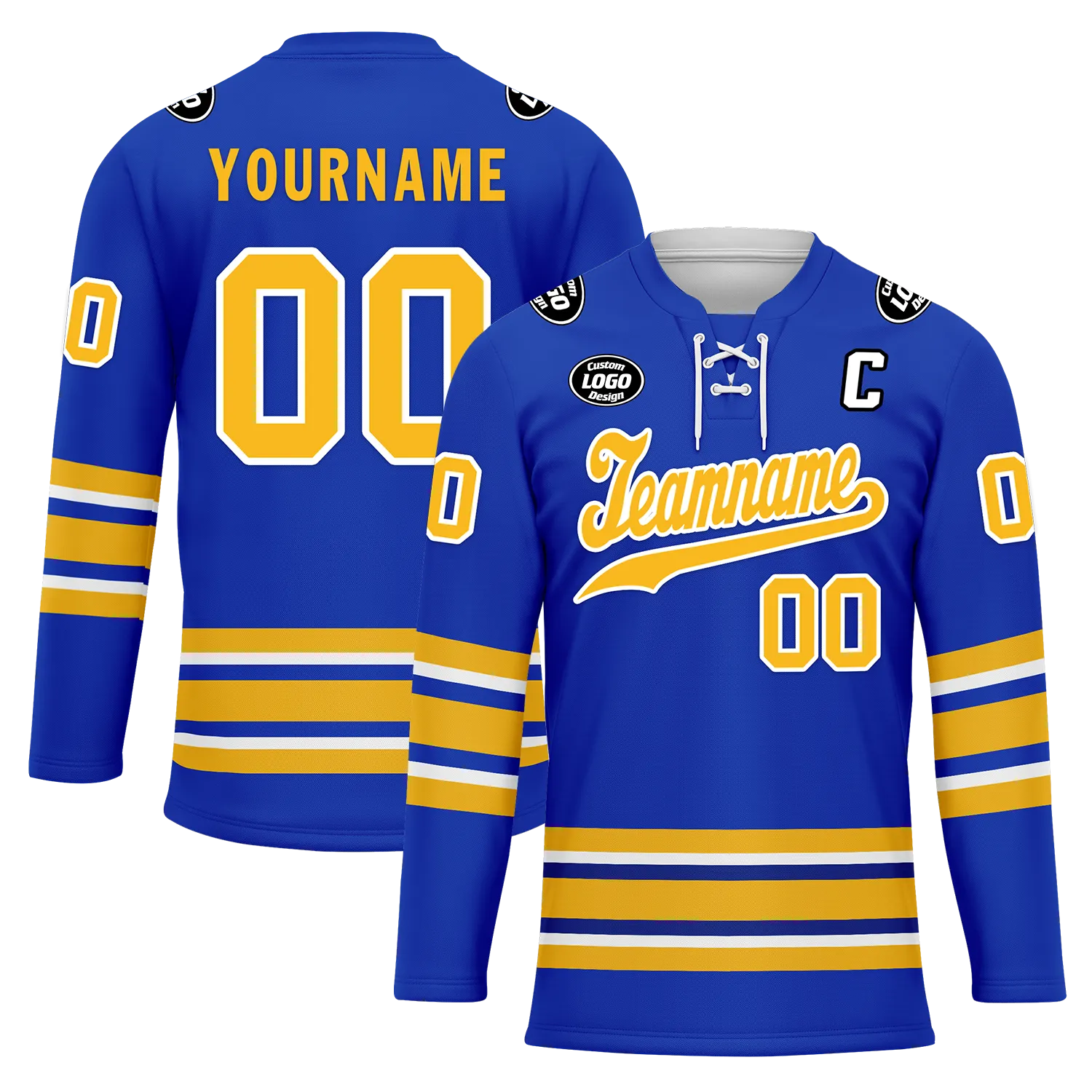 Custom Blue Yellow Personalized Hockey Jersey HCKJ01-D0a70aa