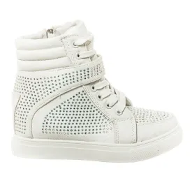 Joan Ladies High Top Lace Up Diamante Trainer