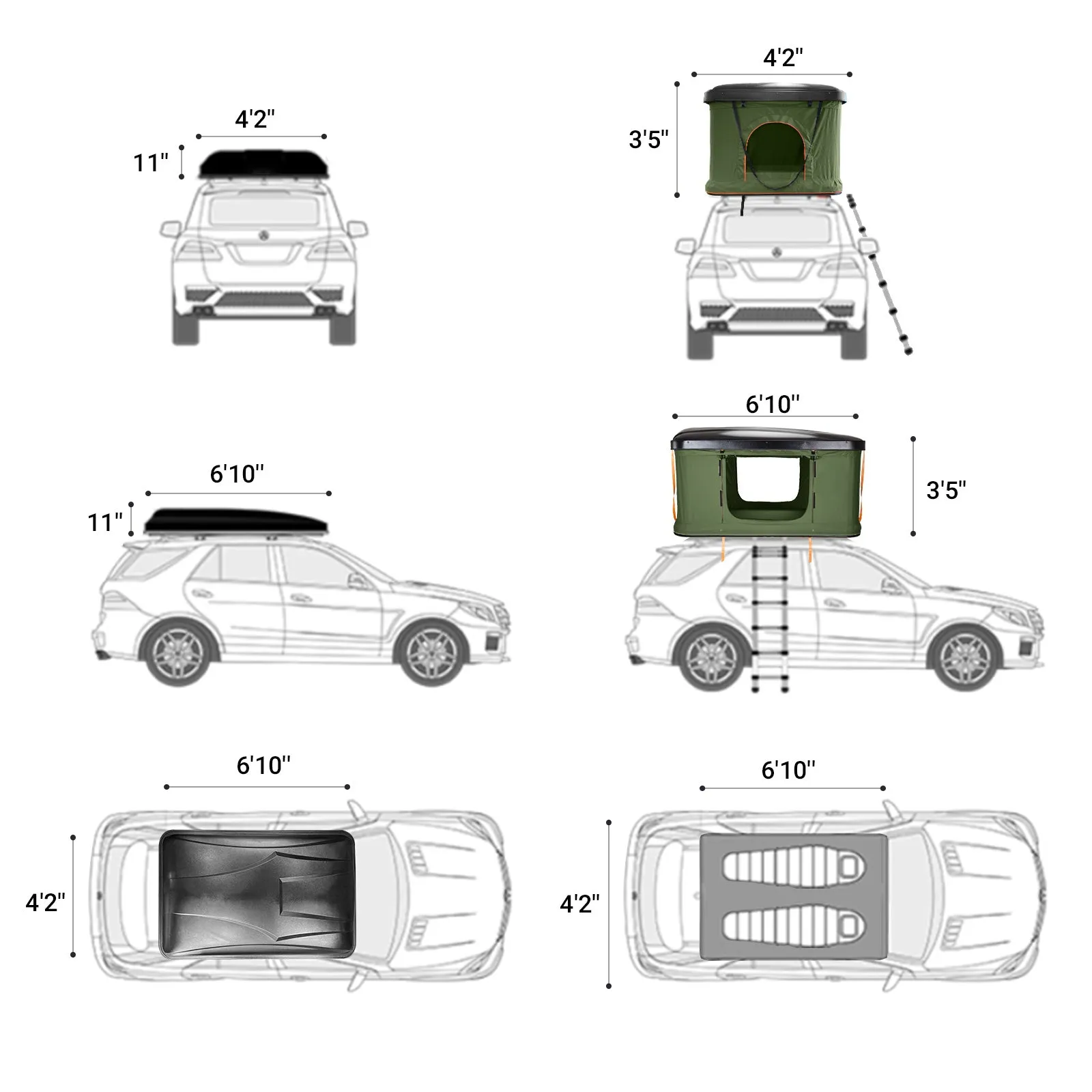 KingCamp 2-Person Rooftop Tent