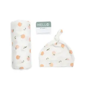 Lulujo - Bamboo Hat and Swaddle Blanket - Peaches