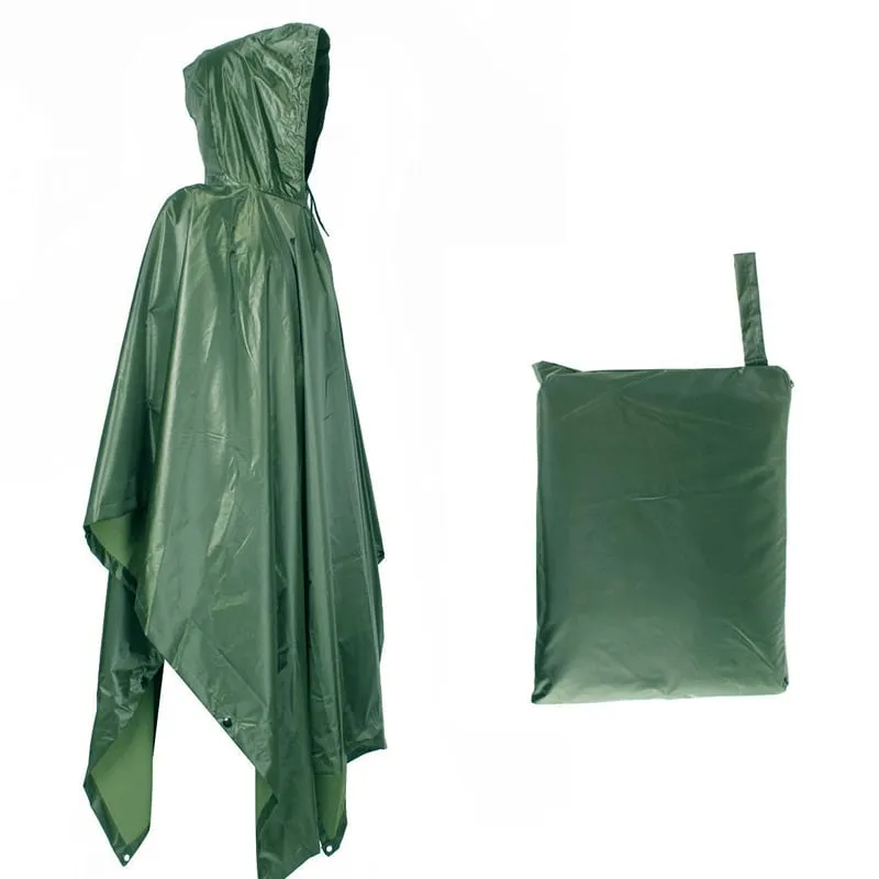 Military Style Hooded Rain Poncho & Multi-Purpose Waterproof Shelter / Tent / Picnic Mat Stealth Angel Survival SA-RC1