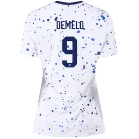 Nike Womens United States Savannah Demelo 4 Star Home Jersey 23/24 w/ 2019 World Cup Champion Patch (White/Loyal Blue)