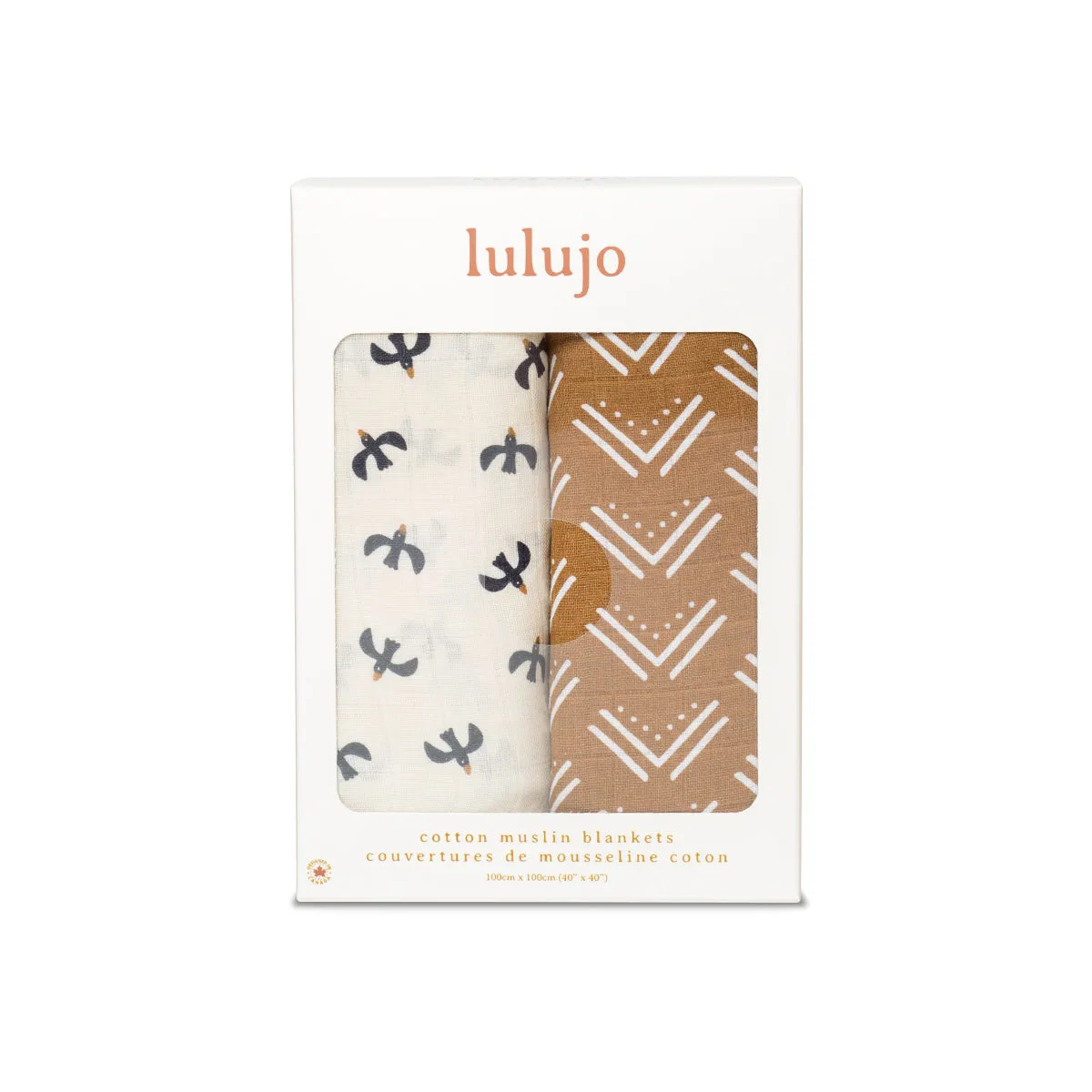 Pack of 2 Swaddle Blankets Multipurpose Muslins - Black Bird / Mudcloth