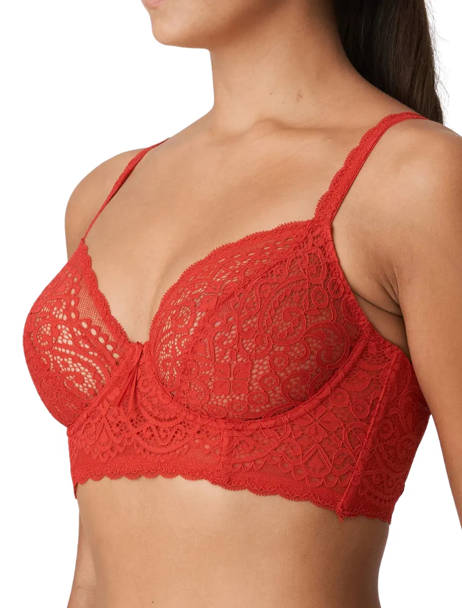 PrimaDonna Twist I Do Plunge Longline Bra Underwired, Scarlet Red | Red Longline Bra