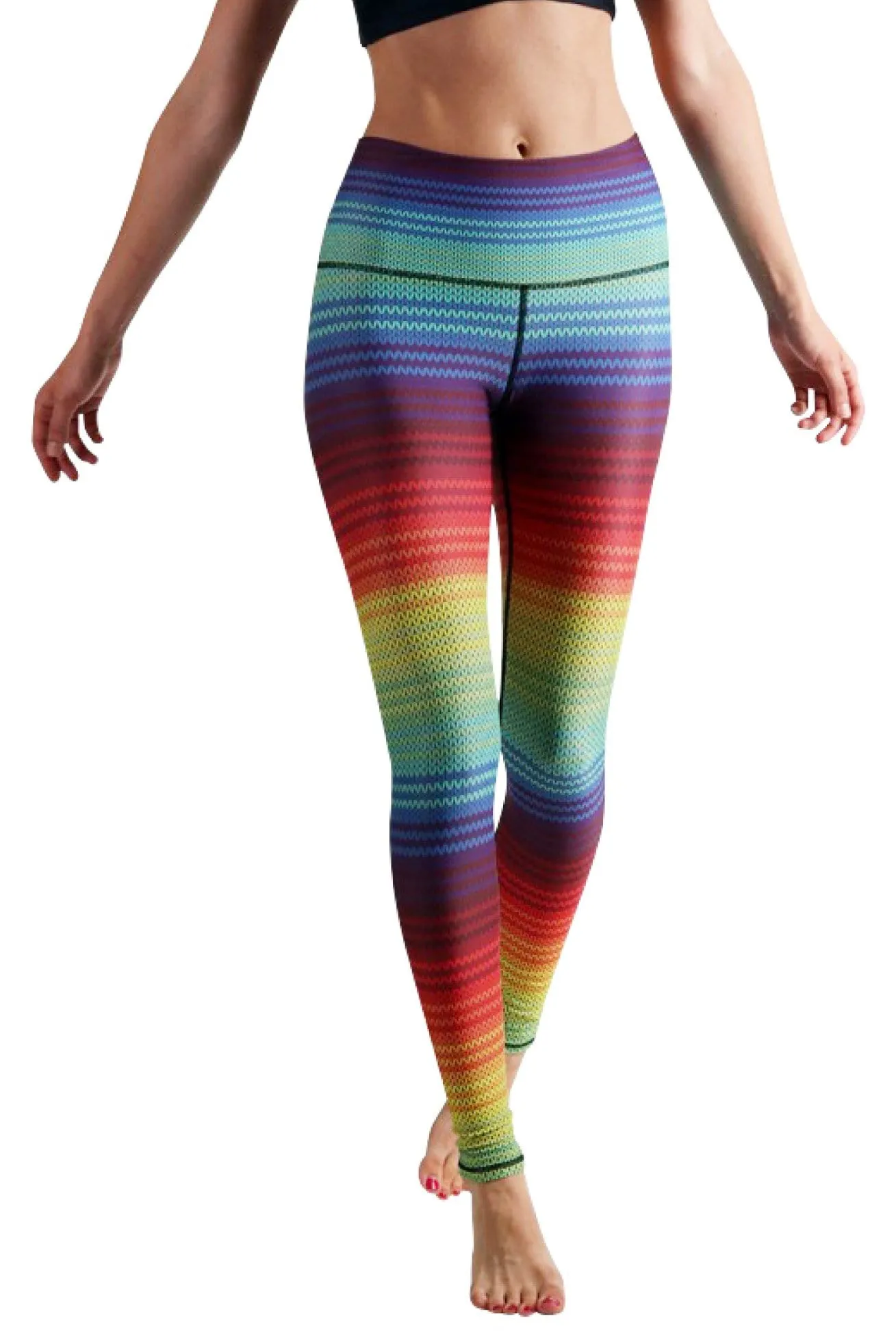 Rainbow Stripe Printed Yoga Leggings