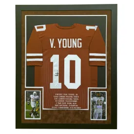 Vince Young Signed Orange Custom Suede Matte Framed Football Jersey