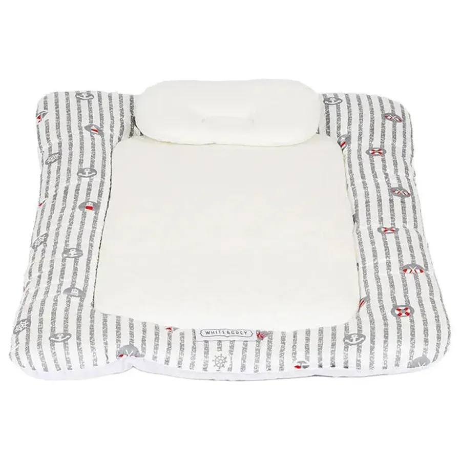 White & Grey Baby Mattress W/ Bamboo Paddings -Anchor