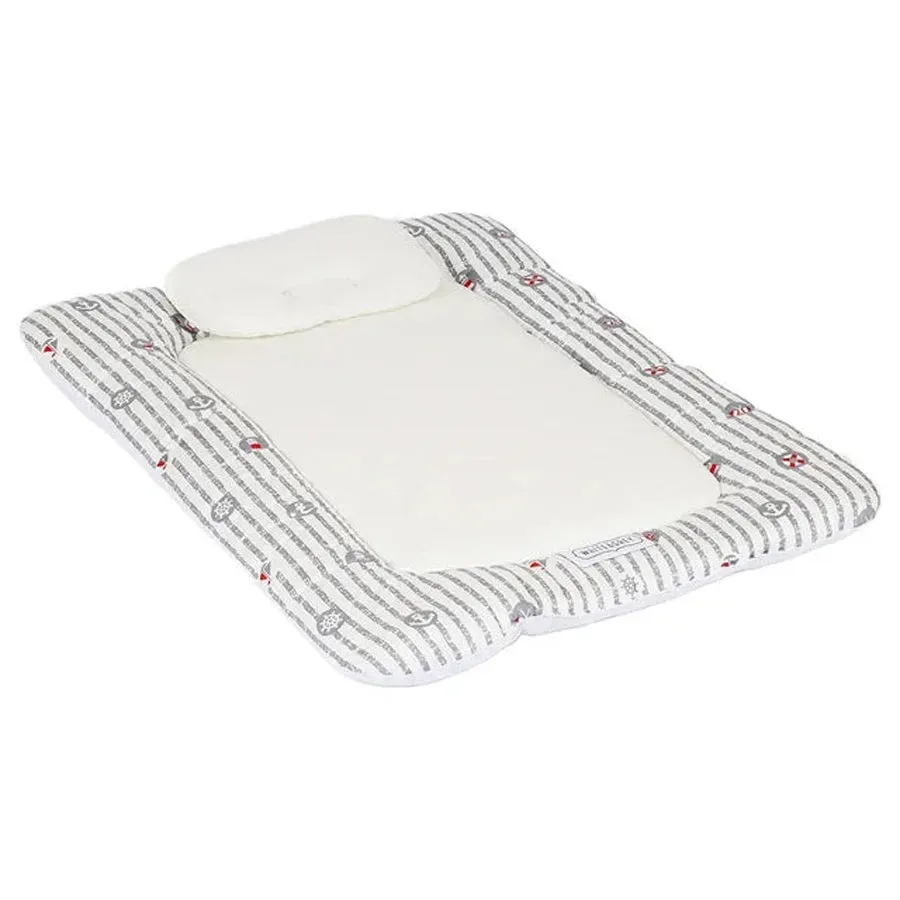 White & Grey Baby Mattress W/ Bamboo Paddings -Anchor